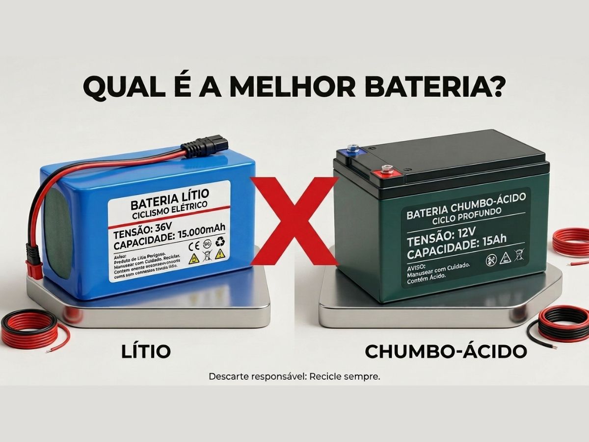 Qual a melhor bateria para bicicleta elétrica: lítio ou chumbo