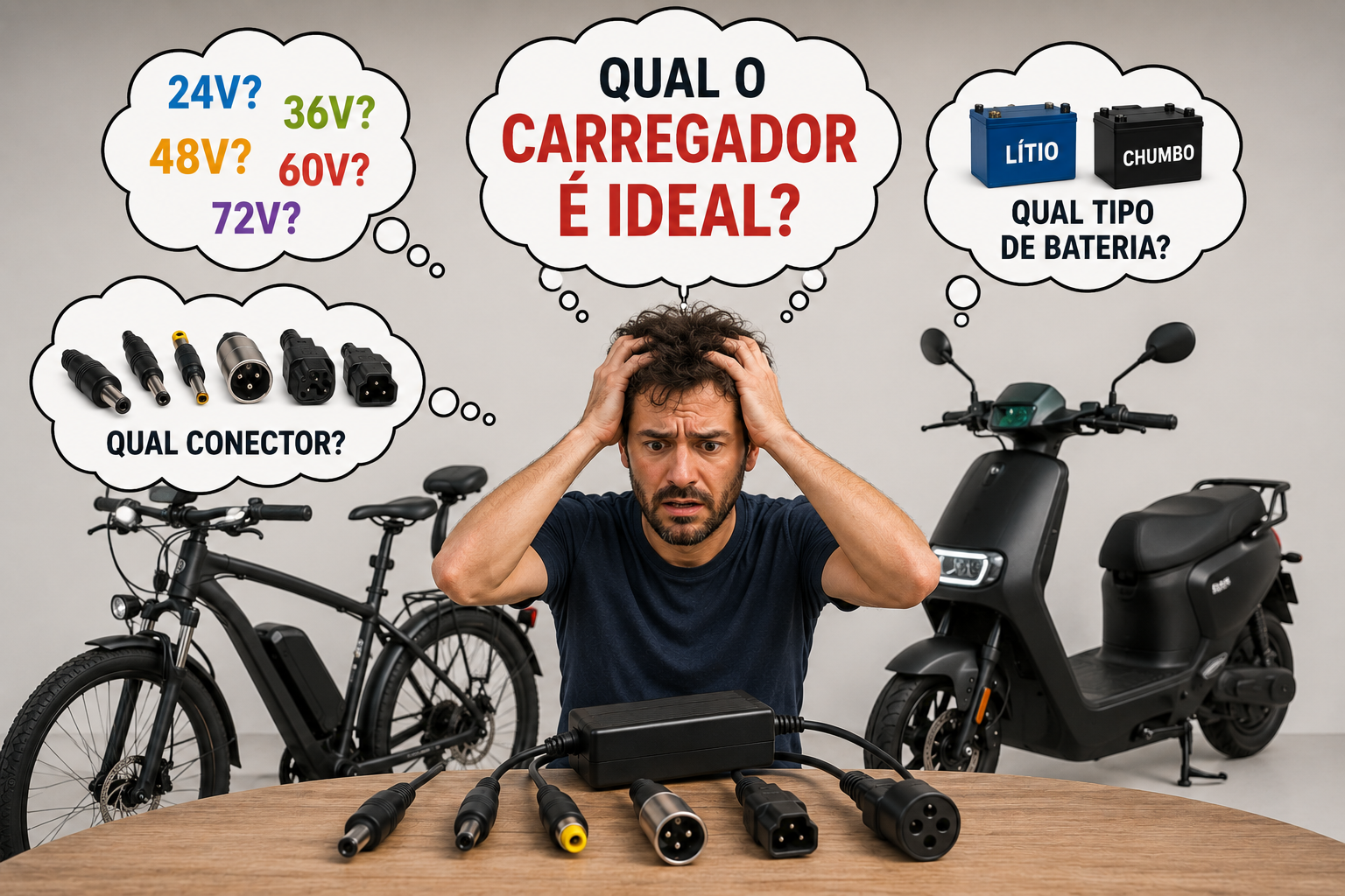 Como escolher o carregador para bicicleta elétrica pela tensão, tipo de bateria e conector