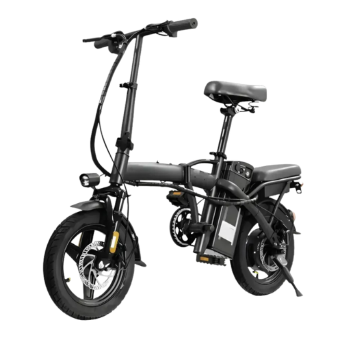 Bicicleta elétrica dobrável Zurbe F9 cinza, com motor de 400 W e rodas aro 14.